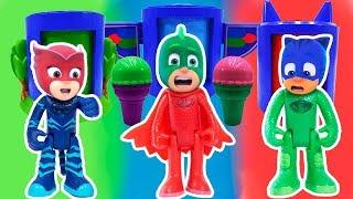 LEARN COLORS WITH PJ MASKS AND MAGIC ICE CREAM FUNNY VIDEO FOR KIDS