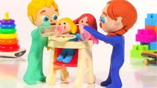 FUNNY KIDS LOVE PLAYING WITH DOLLS ❤  Play Doh Cartoons For Kids