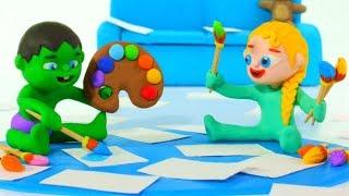 SUPERHERO BABIES LOVE COLORS ❤ Spiderman, Hulk & Frozen Play Doh Cartoons For Kids